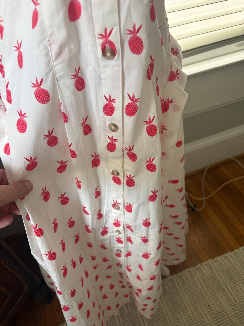 Anthropologie White Maxi Dress with Pink Fruit Print - Picture 6 of 8